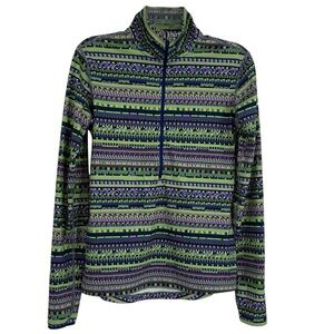Nike Pro Hyperwarm Pullover Womens Medium Green  1/2 Zip Thumbholes Style 685681